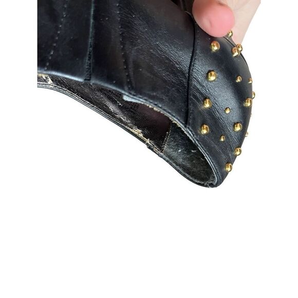 Steve Madden Studded Peep Toe Black Leather High Heel Booties size 10 - Picture 8 of 15